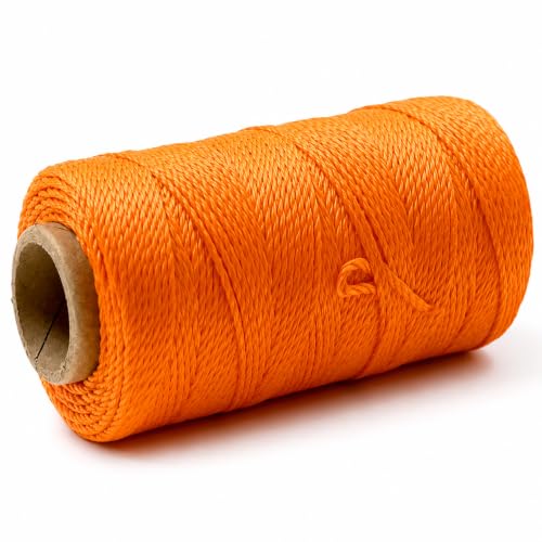 Image of Mason Line String 260FT, 390FT, 780FT, 1500FT, 2300FT, Durable Construction Twine for Laying Bricks, Blocks, Fences in Gardening, DIY & Landscaping Projects (Orange, 393 Ft)