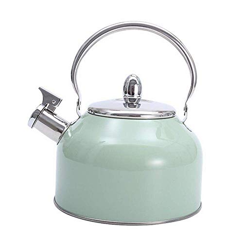 Wasserkocher Tee Herd Pfeifen Heißwasser Peeling Grün 201 Edelstahl mit Verbrühschutz Griff 2.5L Home Camping