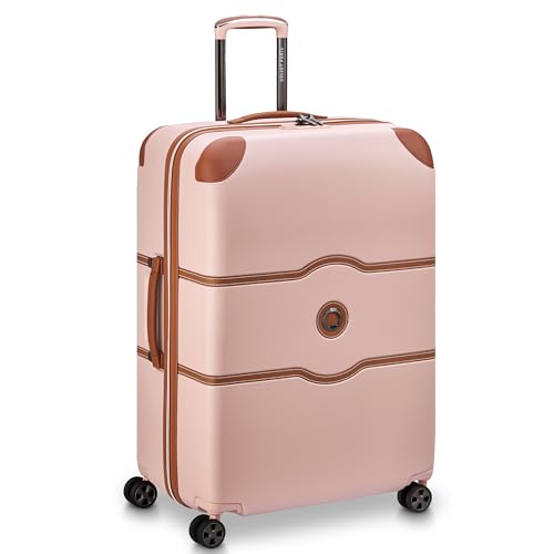 Image of DELSEY PARIS Chatelet Air 2.0 Checked Suitcase 28 Inch Large, Hardside Polycarbonate Luggage, Dual-Density Spinner Wheels, TSA Lock, Blush Pink