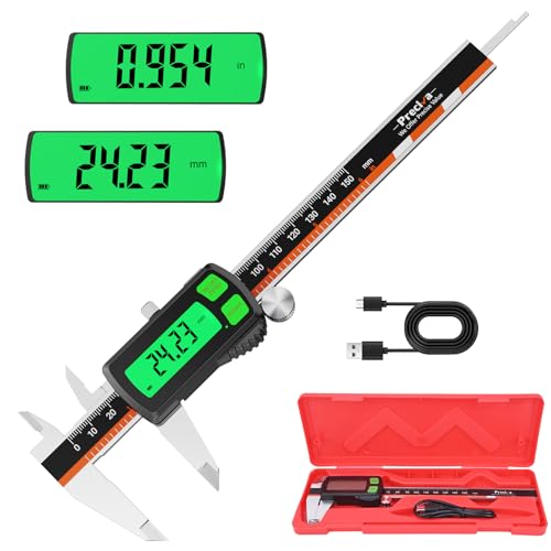 Image of Preciva Rechargeable Vernier Caliper,150mm/6 Inch Touchscreen Digital Caliper with IP54 Waterproof Protection, LCD Backlit Display, Electronic Micrometer with Touch Sensor Button Measuring Tool