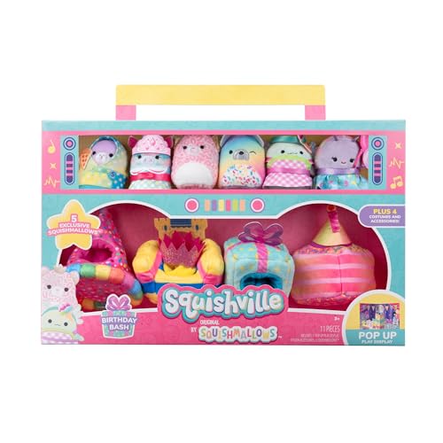 Squishville by Original Squishmallows Birthday Bash Set - Six Exclusive 2-inch Squishmallows Plush, Four Costumes and Accessories, and a Pop-Up Play Display - Toys for Kids - Thumbnail 2