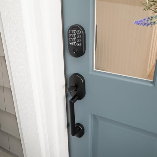 Image of Schlage Arrive Smart WiFi Deadbolt Lock with Camelot Trim, Matte Black | Keyless entry door lock, Push button keypad, Built-in app control, Alexa, Google Home & Ring compatible, Certified security