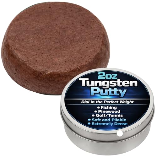 Reaction Tackle Tungsten Putty - Moldable Reusable Weight for Precision Weighting of Pinewood Derby Cars Golf Clubs Tennis Rackets Fly Fishing Leaders and Fishing Rigs - Brown 2 Oz (60g)