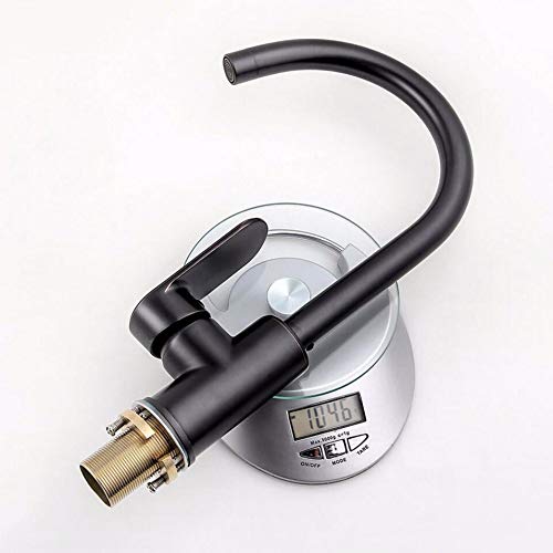 Robinet de cuisine noir rétro mitigeur rotatif évier eau chaude et froide - 4