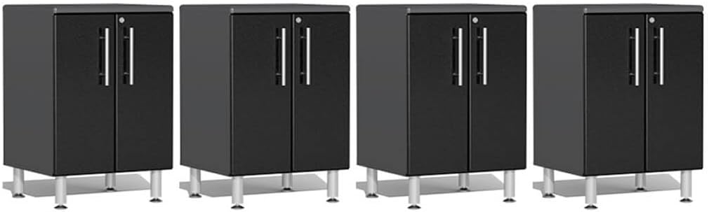 Ulti-Mate UG27040B 4-Piece 2-Door Garage Cabinet Kit in Midnight Black Metallic, Black, Grey