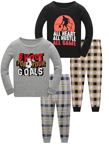 SOIBEEN Pyjamas für Jungen Dinosaurier Nachtwäsche Baumwolle Kleinkind Kleidung Kinder Nachtwäsche Langarm PJs Set 4-teiliges Outfit 1-12 Jahre
