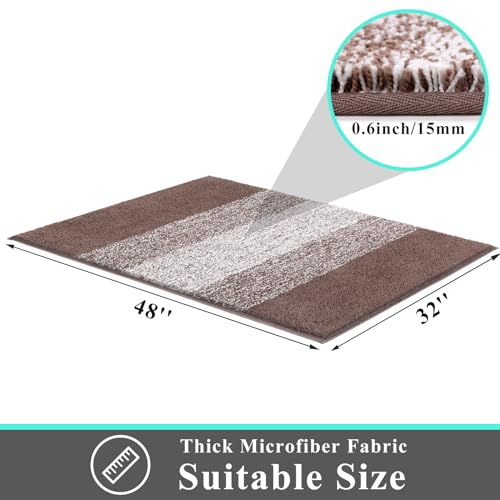 Vaukki Indoor Doormat Entryway Door Mat, Non Slip Absorbent Mud Trapper Mat Inside Floor Mat, Washable Door Carpet for Entryway (32''x48'', Coffee) - Thumbnail 2