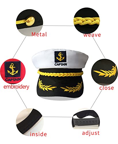 LUOXIAQIFEI Adjustable Captain Hat Admiral Marine Cap Fancy Dress Halloween Stag Night Carnival Theme Party, One Size - Image 4