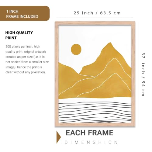 Image of kotart Home Decor Boho Painting Decorative Wall Art | Aesthetic poster With Frame For Living Room Bed Room Hotel Wall Decor Digital Reprint Set of 3 (35x37 Inch)