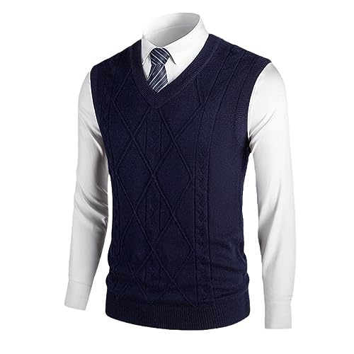 Chaleco de mezcla de cachemira para hombre con cuello en V de estilo clásico