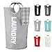 Caroeas Cesta de lavandería XL de 115 l (7 colores), impermeable, bolsa de lavandería con asas acolchadas, cesta de ropa se sostiene bien, cesta plegable de fácil almacenamiento (gris claro)