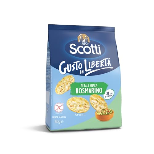 Riso Scotti Snack Petali Snack con Rosmarino -Sottili e Croccanti Senza Glutine - 60 g