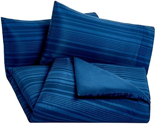 Amazon Basics Microfiber Duvet Cover Set, Light weight 135 x 200 cm, Single - Dusty Blue Trellis