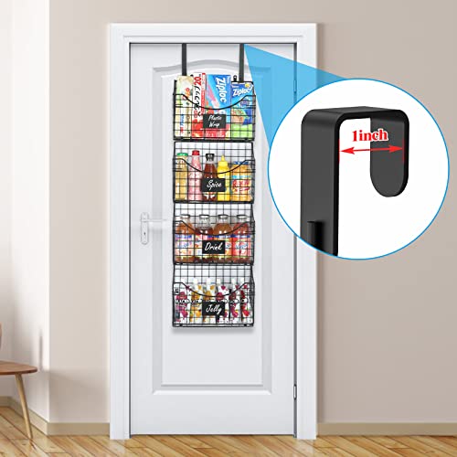 Over The Cabinet Door Organizer 4 Pack, Over Door Storage Basket With Name Plate Hooks For Cutting Board Foils Cookie Sheet, Grid Storage Bin Basket Holder Rack For Kitchen Pantry Bathroom #TOP3