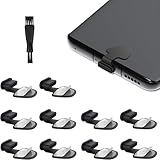 USB C Anti Dust Plug, Anti-Lost Type-C Port Plug Dust Cover，for Phones with USB Type C Charging Port (Black 12 Packs)