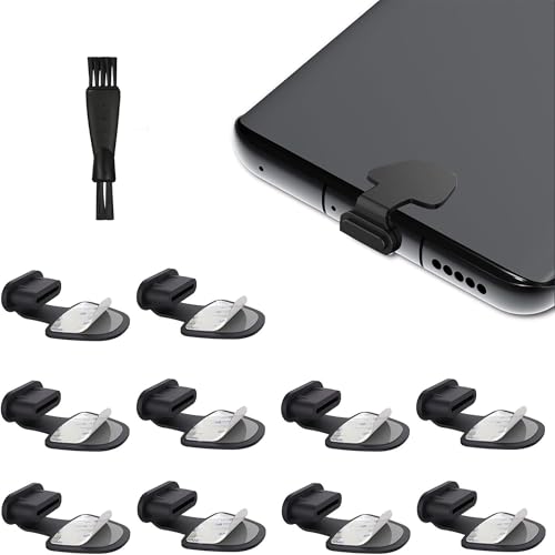 USB C Anti Dust Plug, Anti-Lost Type-C Port Plug Dust Cover，for Phones with USB Type C Charging Port (Black 12 Packs)