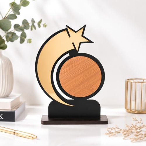 Image of Gift Kya De Star Trophy Memento | Self-Customizable Wooden & Acrylic Award with Stickers | Corporate Appreciation, Employee Recognition, Achievement Award (Big - Self)