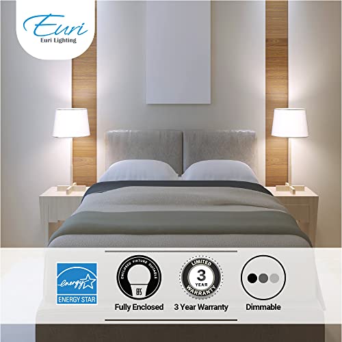 Euri Lighting Ea19-6000E-4, Led A19 4-Pack, 9W (60W Equiv.) 800Lm, Dim, 80 Cri, Soft White (3000K), Damp Rated, E26 Base, Fully Enclosed Rated, Ul, Energy Star, 3Yr 25K Hr Wty #TOP3