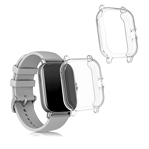 kwmobile Carcasa Compatible con Huami Amazfit GTS 3 / GTS 2 / GTS 2e Funda - 2X Protector Pantalla Completo - Ultrafino y antigolpes - Transparente