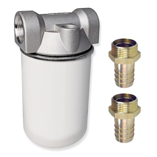 Kraftstofffilter, Dieselfilter mit austauschbarem Filter-Einsatz für Dieselpumpen Kraftstoffpumpe Heizölpumpen Biodiesel Umfüllpumpen plus Messing Schlauchtülle 1