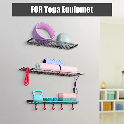 Mythinglogic Sports Equipment Storage Rack,Wall Mount Ball Storage Racks For Garage, 3 Separate Ball Storage Organizer For Basketball, With Hooks #TOP3