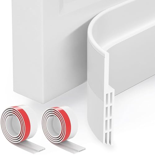 2 Pack Draft Excluder for Doors,Self Adhesive Draught Excluder Door,Under Door Sweep Weather Stripping Soundproof Rubber Bottom Seal Strip,2 W x 39 L (White)