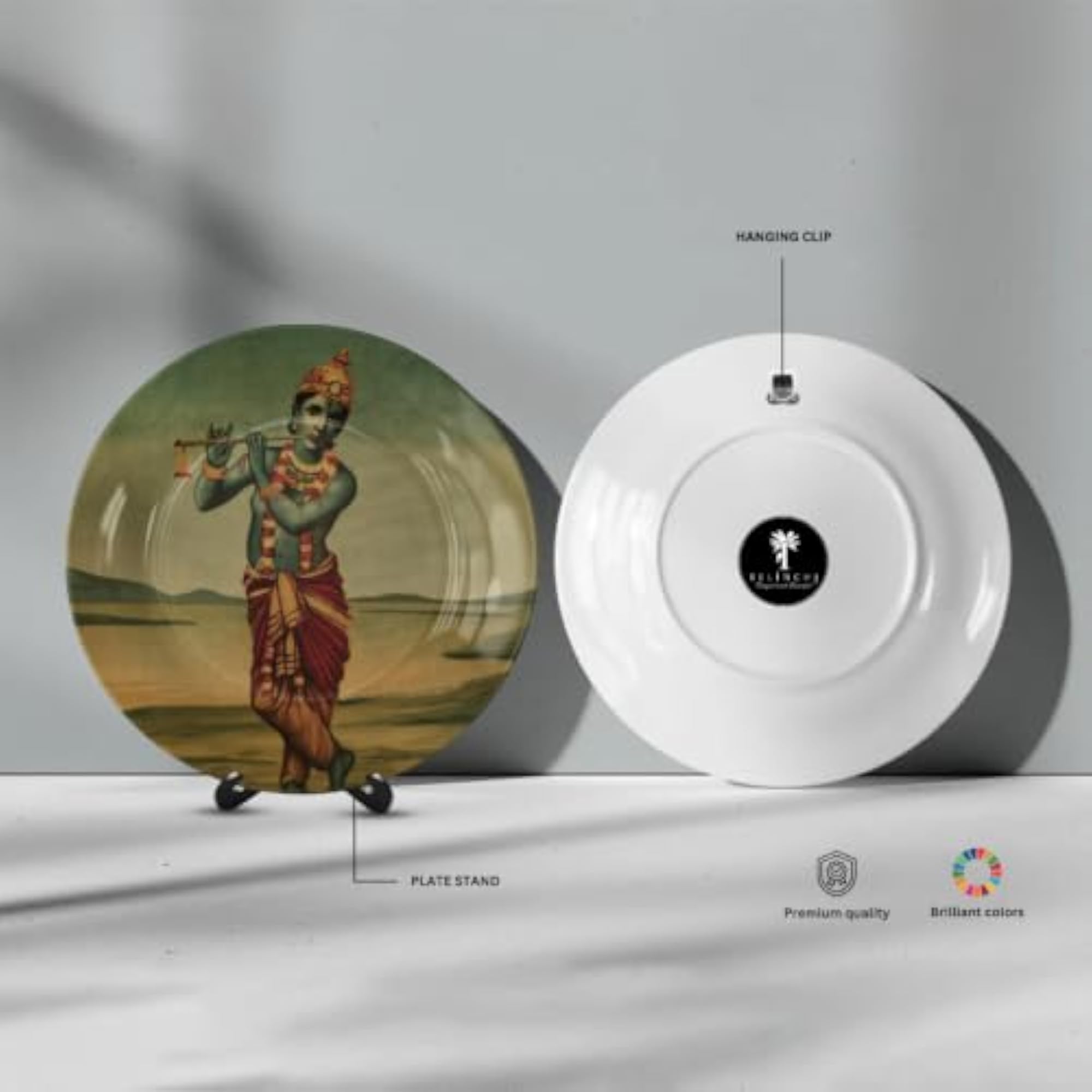 Lord Krishna Ceramic Art Plate, Gift for Home