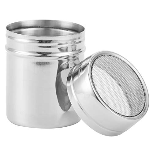 Irfora Stainless Steel Powder Dredger, Mesh Powder Shaker for Chocolate, Coffee, Salt, with Cover, Kitchen Baking Cooking (L)