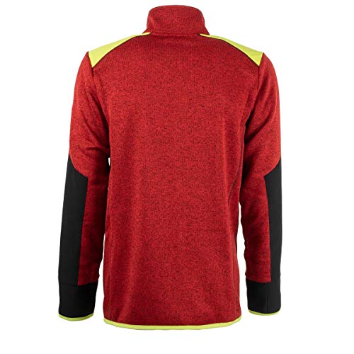 FORSBERG Strickjacke Forst Strickfleece mit Softshell Verstärkung rot neongelb gut sichtbar bequem robust hochwertig, Farbe:rot/gelb, Größe:L