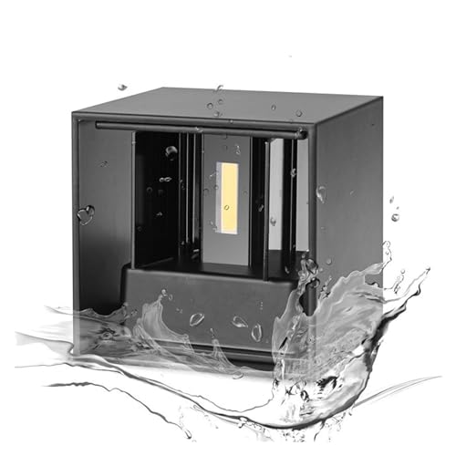 LED ウォールライト IP65 防水屋内および屋外アルミニウムウォールライト表面実装キューブ LED ガーデンポーチライト(Black,COLD WHITE_12W)