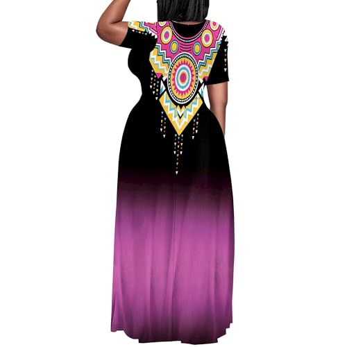Image of PinkPatty Plus Size Maxi Dress for Women Summer Casual Short Sleeve Tshirt Dresses with Pockets (XL-6XL)