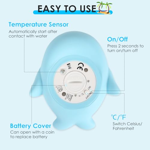 Image of Baby Bath Thermometer & Room Thermometer for Infants - Bath Tub Water Temperature Thermometer with Safety Temp Warning - Otter Floating Bath Toy for Girls Boys Newborn Kids
