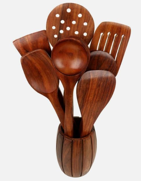 ARTIQUO Wooden Spoon Kitchen Organizer: Wooden Serving and Cooking Spoons Set Kitchen Accessories Products (Set of 8) (B0D22XSRYL) Amazon Price History, Amazon Price Tracker