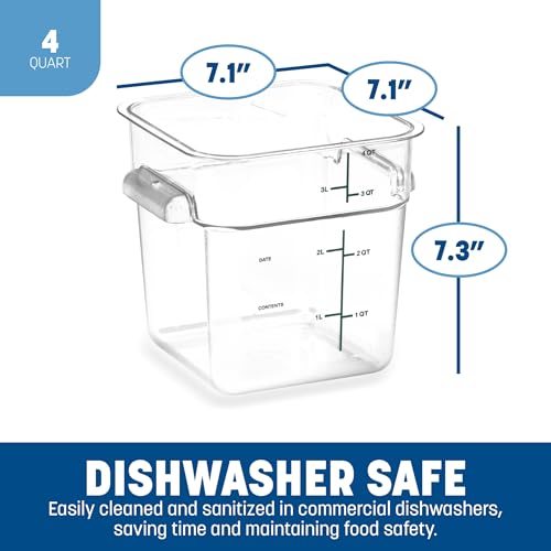 Image of Carlisle FoodService Products Squares Square Food Storage Container with Stackable Design for Catering, Buffets, Restaurants, Polycarbonate (Pc), 4 Quarts, Clear