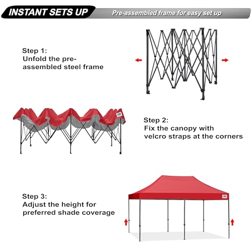 Image of ABCCANOPY Patio Pop Up Canopy Tent 8x16 Commercial-Series (Red)