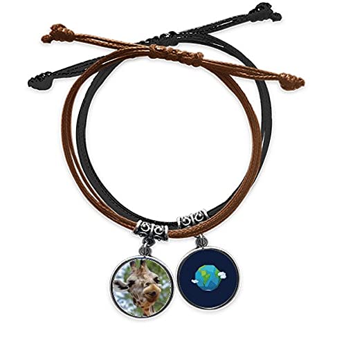 Pulsera de ciervo con cuerda y cuero de animal salvaje para hombre y mujer