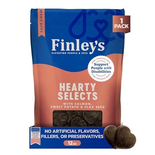 Finley's Salmon Hearty Bites, Soft & Chewy Treats for Dogs, Nutrient Packed, Sweet Potato & Flax Seed,12oz, 1 Pack