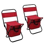 2 Pcs Small Fishing Chair with Storage Bag Portable Foldable Camping Chair Compact Fishing Stool Hunting Chair Outdoor Backrest Stool for Camping Hunting Fishing Hiking