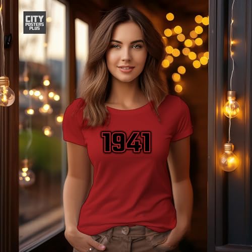 T-shirt 1941 rouge femme coton extensible coupe ajustee confortable