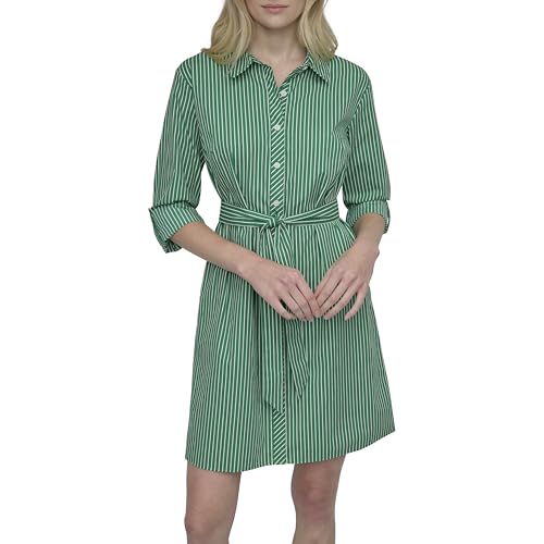 Image of DKNY Women's Long Sleeve Collared Tie Fit & Flare Mini Dress