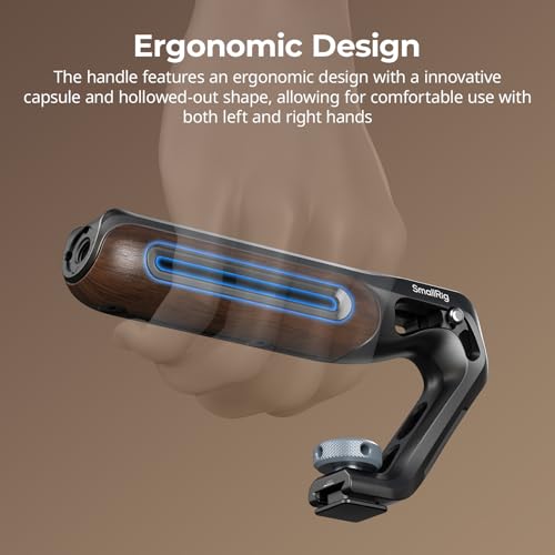 Image of SmallRig Wooden Top Handle with Cold Shoe Mount, Lightweight Wooden Top Handle for Camera Cage, Load Capacity up to 10kg / 22lb, 3 /8 inch-16 Locating Holes for ARRI & 1 /4''-20 Threaded Holes - 5250