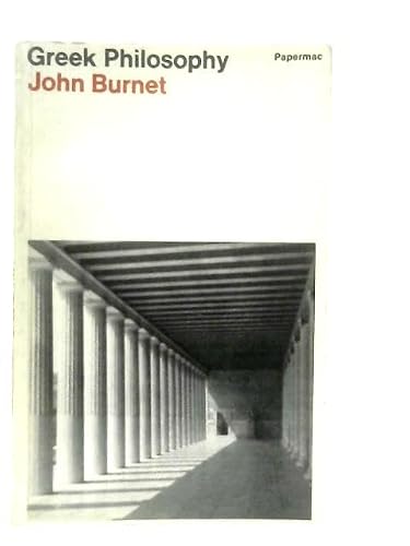 Greek Philosophy: Thales to Plato 0333023692 Book Cover