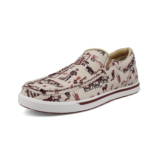 Image of Twisted X Women's Slip-On Kicks, Moc Toe, Maroon & Ivory, 11 M