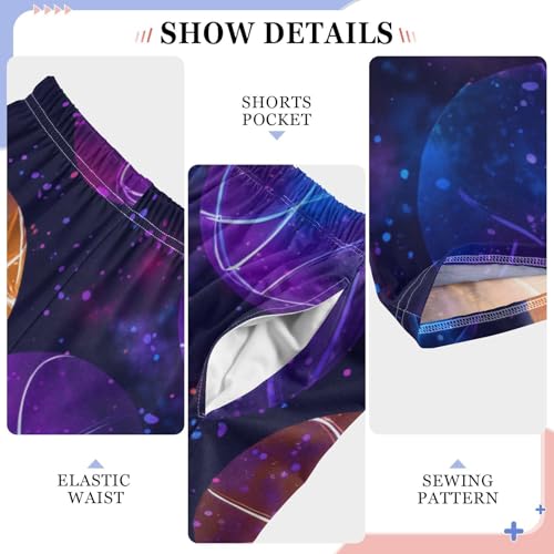 ZZXXB Galaxy Basketball Boys Long Pants Soft Trousers Elastic Waist Kids Lounge Bottoms with Pockets S-XL4