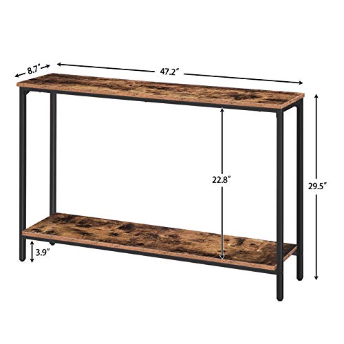 Hoobro Console Table, 47.2" Narrow Entryway Table, Industrial Sofa Table With Shelf, Entrance Table For Living Room, Hallway, Foyer, Corridor, Office, Wood Look Accent, Rustic Brown And Black Bf20Xg01 #TOP2
