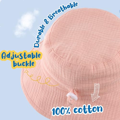 Image of Muslin Baby Sun Hat Sun Protection Baby Toddler Bucket Hats for Boys Girls