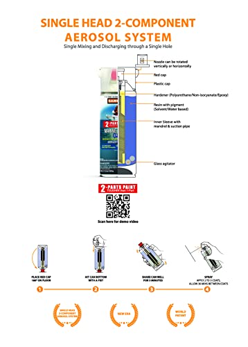 Samurai 2-Part Polyurethane Spray Paint For Marine - 11.3 Ounce Uv Resistant And Rust Resistant Polyurethane Spray Paint (Satin Black, Pack Of 1 Can) #TOP1