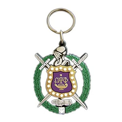 Express Design Group Omega Psi Phi Rubber Crest Key Chain Multicolor