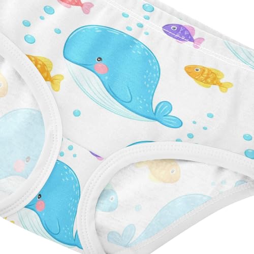 Cute Blue Whales Colorful Fish Cute Panties Girl Toddler Girls Underwear Cotton Stylish Briefs Kids Undies 2t4