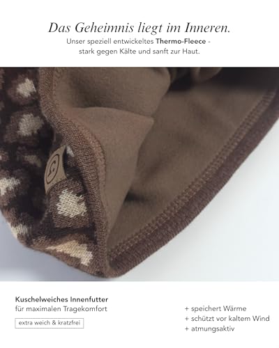 Bonnet motif léopard marron en maille premium avec pompon en fourrure synthétique - 4